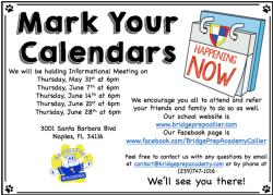 Mark Your Calendars- Upcoming Parent Informational Meetings